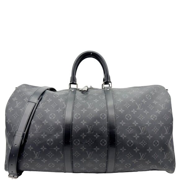 Louis Vuitton  Keepall 55 Bandouliere Monogram Eclipse Travel Bag Black - Picture 1 of 16